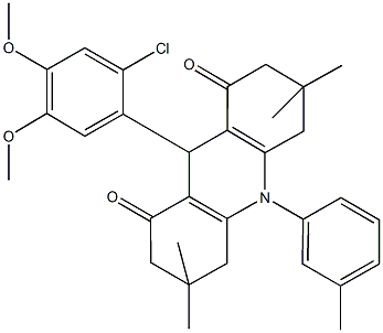 9-(2-chloro-4,5-dimethoxyphenyl)-3,3,6,6-tetramethyl-10-(3-methylphenyl)-3,4,6,7,9,10-hexahydro-1,8(2H,5H)-acridinedione Structure