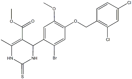 methyl 4-{2-bromo-4-[(2,4-dichlorobenzyl)oxy]-5-methoxyphenyl}-6-methyl-2-thioxo-1,2,3,4-tetrahydro-5-pyrimidinecarboxylate 구조식 이미지