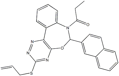 allyl 6-(2-naphthyl)-7-propionyl-6,7-dihydro[1,2,4]triazino[5,6-d][3,1]benzoxazepin-3-yl sulfide 구조식 이미지