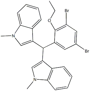 2-[bis(1-methyl-1H-indol-3-yl)methyl]-4,6-dibromophenyl ethyl ether 구조식 이미지