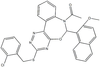 1-{7-acetyl-3-[(2-chlorobenzyl)sulfanyl]-6,7-dihydro[1,2,4]triazino[5,6-d][3,1]benzoxazepin-6-yl}-2-naphthyl methyl ether 구조식 이미지