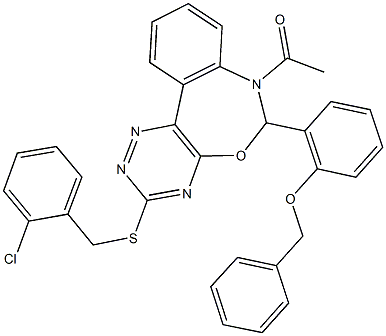 2-{7-acetyl-3-[(2-chlorobenzyl)sulfanyl]-6,7-dihydro[1,2,4]triazino[5,6-d][3,1]benzoxazepin-6-yl}phenyl benzyl ether 구조식 이미지