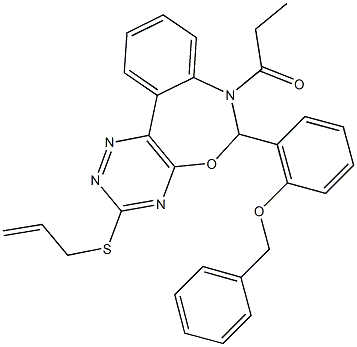 2-[3-(allylsulfanyl)-7-propionyl-6,7-dihydro[1,2,4]triazino[5,6-d][3,1]benzoxazepin-6-yl]phenyl benzyl ether Structure