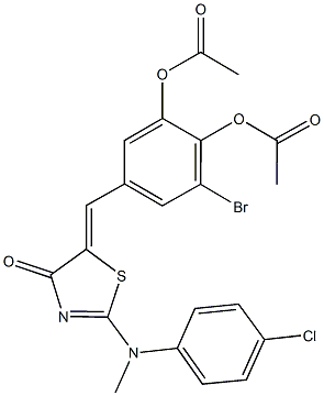 2-(acetyloxy)-3-bromo-5-[(2-[4-chloro(methyl)anilino]-4-oxo-1,3-thiazol-5(4H)-ylidene)methyl]phenyl acetate 구조식 이미지