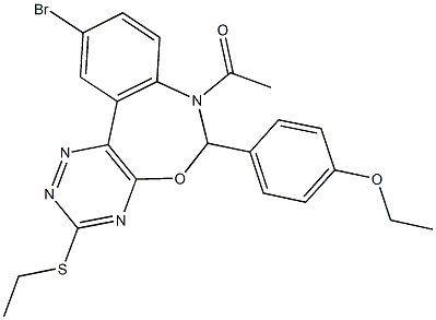 7-acetyl-10-bromo-6-(4-ethoxyphenyl)-3-(ethylsulfanyl)-6,7-dihydro[1,2,4]triazino[5,6-d][3,1]benzoxazepine 구조식 이미지