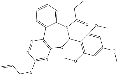 3-(allylsulfanyl)-7-propionyl-6-(2,4,6-trimethoxyphenyl)-6,7-dihydro[1,2,4]triazino[5,6-d][3,1]benzoxazepine 구조식 이미지