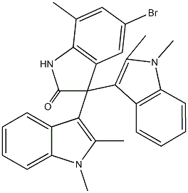 3,3-bis(1,2-dimethyl-1H-indol-3-yl)-5-bromo-7-methyl-1,3-dihydro-2H-indol-2-one 구조식 이미지