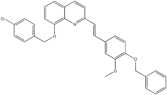 2-{2-[4-(benzyloxy)-3-methoxyphenyl]vinyl}-8-[(4-chlorobenzyl)oxy]quinoline Structure