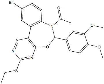 7-acetyl-10-bromo-6-(3,4-dimethoxyphenyl)-3-(ethylsulfanyl)-6,7-dihydro[1,2,4]triazino[5,6-d][3,1]benzoxazepine Structure