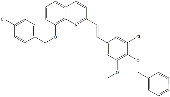 2-{2-[4-(benzyloxy)-3-chloro-5-methoxyphenyl]vinyl}-8-[(4-chlorobenzyl)oxy]quinoline Structure