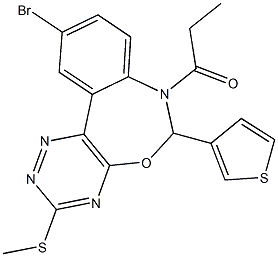 10-bromo-7-propionyl-6-(3-thienyl)-6,7-dihydro[1,2,4]triazino[5,6-d][3,1]benzoxazepin-3-yl methyl sulfide Structure
