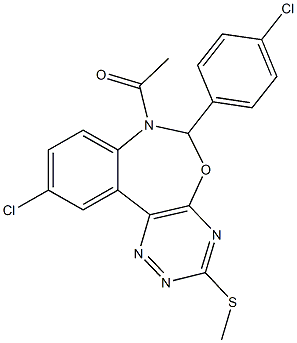 7-acetyl-10-chloro-6-(4-chlorophenyl)-6,7-dihydro[1,2,4]triazino[5,6-d][3,1]benzoxazepin-3-yl methyl sulfide Structure