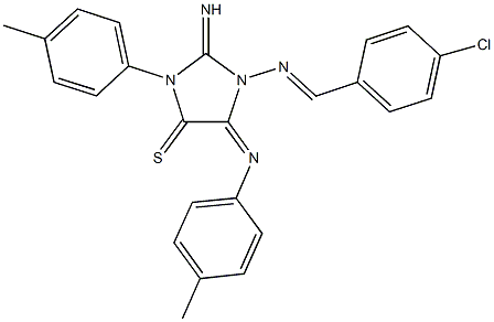 1-[(4-chlorobenzylidene)amino]-2-imino-3-(4-methylphenyl)-5-[(4-methylphenyl)imino]-4-imidazolidinethione Structure