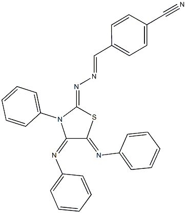 4-{2-[3-phenyl-4,5-bis(phenylimino)-1,3-thiazolidin-2-ylidene]carbohydrazonoyl}benzonitrile 구조식 이미지
