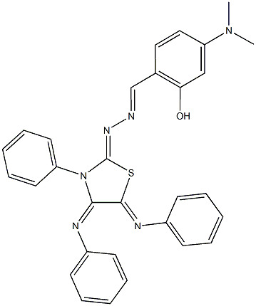 4-(dimethylamino)-2-hydroxybenzaldehyde [3-phenyl-4,5-bis(phenylimino)-1,3-thiazolidin-2-ylidene]hydrazone Structure