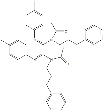 N-{2-[acetyl(3-phenylpropyl)amino]-N-(4-methylphenyl)-2-[(4-methylphenyl)imino]ethanimidoyl}-N-(3-phenylpropyl)acetamide 구조식 이미지