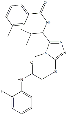 N-[1-(5-{[2-(2-fluoroanilino)-2-oxoethyl]sulfanyl}-4-methyl-4H-1,2,4-triazol-3-yl)-2-methylpropyl]-3-methylbenzamide Structure