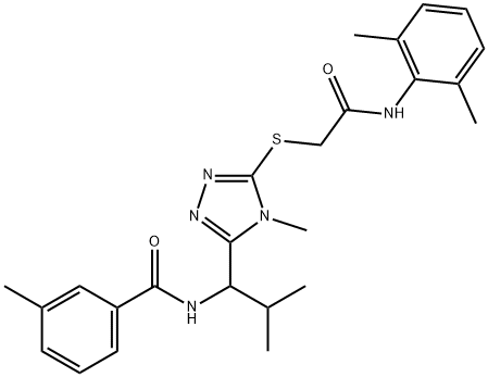 N-[1-(5-{[2-(2,6-dimethylanilino)-2-oxoethyl]sulfanyl}-4-methyl-4H-1,2,4-triazol-3-yl)-2-methylpropyl]-3-methylbenzamide 구조식 이미지