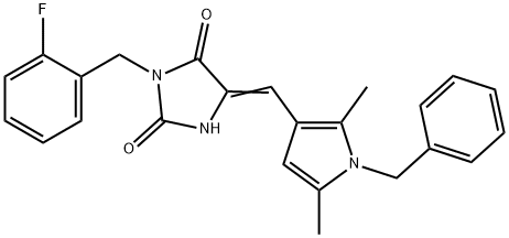 5-[(1-benzyl-2,5-dimethyl-1H-pyrrol-3-yl)methylene]-3-(2-fluorobenzyl)-2,4-imidazolidinedione 구조식 이미지