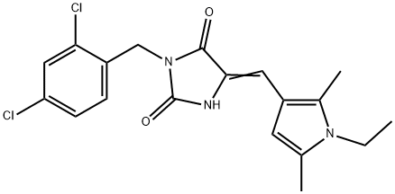 3-(2,4-dichlorobenzyl)-5-[(1-ethyl-2,5-dimethyl-1H-pyrrol-3-yl)methylene]-2,4-imidazolidinedione Structure