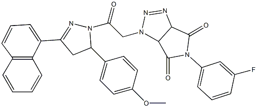 5-(3-fluorophenyl)-1-{2-[5-(4-methoxyphenyl)-3-(1-naphthyl)-4,5-dihydro-1H-pyrazol-1-yl]-2-oxoethyl}-3a,6a-dihydropyrrolo[3,4-d][1,2,3]triazole-4,6(1H,5H)-dione 구조식 이미지