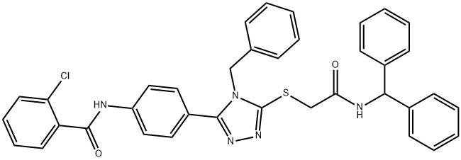 N-[4-(5-{[2-(benzhydrylamino)-2-oxoethyl]sulfanyl}-4-benzyl-4H-1,2,4-triazol-3-yl)phenyl]-2-chlorobenzamide Structure