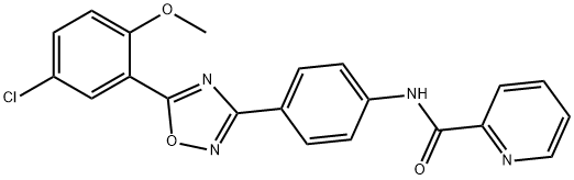 N-{4-[5-(5-chloro-2-methoxyphenyl)-1,2,4-oxadiazol-3-yl]phenyl}-2-pyridinecarboxamide 구조식 이미지