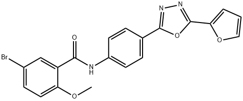 5-bromo-N-{4-[5-(2-furyl)-1,3,4-oxadiazol-2-yl]phenyl}-2-methoxybenzamide 구조식 이미지