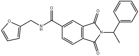 N-(2-furylmethyl)-1,3-dioxo-2-(1-phenylethyl)-5-isoindolinecarboxamide 구조식 이미지