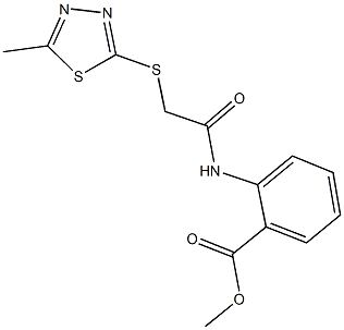methyl 2-({[(5-methyl-1,3,4-thiadiazol-2-yl)sulfanyl]acetyl}amino)benzoate Structure