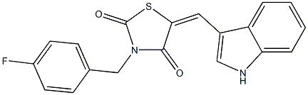 3-(4-fluorobenzyl)-5-(1H-indol-3-ylmethylene)-1,3-thiazolidine-2,4-dione 구조식 이미지