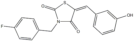 3-(4-fluorobenzyl)-5-(3-hydroxybenzylidene)-1,3-thiazolidine-2,4-dione 구조식 이미지