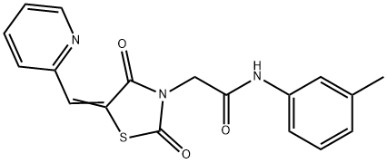 2-[2,4-dioxo-5-(2-pyridinylmethylene)-1,3-thiazolidin-3-yl]-N-(3-methylphenyl)acetamide 구조식 이미지