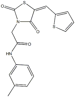 2-[2,4-dioxo-5-(2-thienylmethylene)-1,3-thiazolidin-3-yl]-N-(3-methylphenyl)acetamide Structure