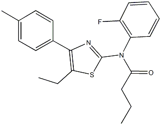 N-[5-ethyl-4-(4-methylphenyl)-1,3-thiazol-2-yl]-N-(2-fluorophenyl)butanamide 구조식 이미지