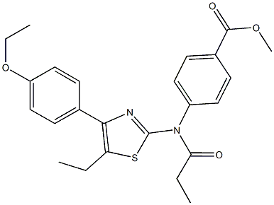 methyl 4-[[4-(4-ethoxyphenyl)-5-ethyl-1,3-thiazol-2-yl](propionyl)amino]benzoate 구조식 이미지