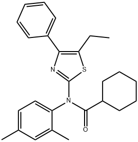 N-(2,4-dimethylphenyl)-N-(5-ethyl-4-phenyl-1,3-thiazol-2-yl)cyclohexanecarboxamide 구조식 이미지