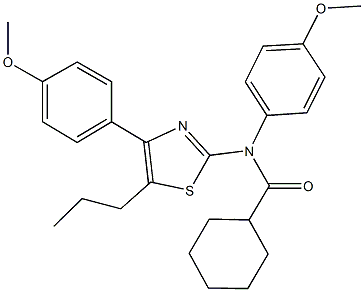 N-(4-methoxyphenyl)-N-[4-(4-methoxyphenyl)-5-propyl-1,3-thiazol-2-yl]cyclohexanecarboxamide 구조식 이미지