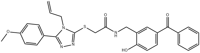 2-{[4-allyl-5-(4-methoxyphenyl)-4H-1,2,4-triazol-3-yl]sulfanyl}-N-(5-benzoyl-2-hydroxybenzyl)acetamide Structure