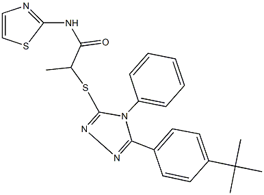 2-{[5-(4-tert-butylphenyl)-4-phenyl-4H-1,2,4-triazol-3-yl]sulfanyl}-N-(1,3-thiazol-2-yl)propanamide Structure