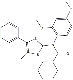 N-(2,4-dimethoxyphenyl)-N-(5-methyl-4-phenyl-1,3-thiazol-2-yl)cyclohexanecarboxamide 구조식 이미지