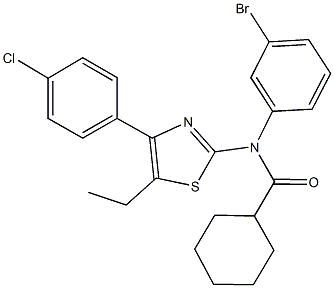 N-(3-bromophenyl)-N-[4-(4-chlorophenyl)-5-ethyl-1,3-thiazol-2-yl]cyclohexanecarboxamide 구조식 이미지