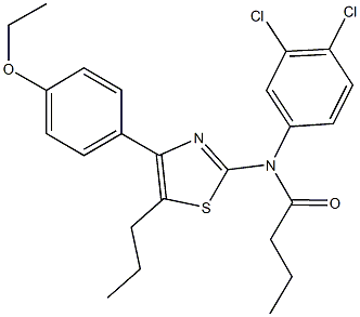 N-(3,4-dichlorophenyl)-N-[4-(4-ethoxyphenyl)-5-propyl-1,3-thiazol-2-yl]butanamide 구조식 이미지