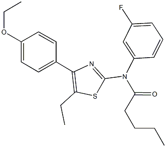 N-[4-(4-ethoxyphenyl)-5-ethyl-1,3-thiazol-2-yl]-N-(3-fluorophenyl)pentanamide 구조식 이미지
