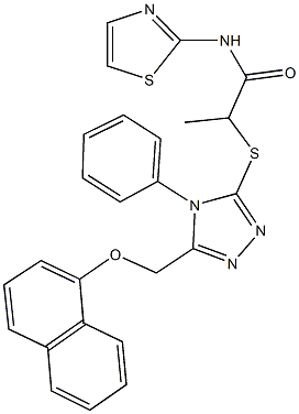 2-({5-[(1-naphthyloxy)methyl]-4-phenyl-4H-1,2,4-triazol-3-yl}sulfanyl)-N-(1,3-thiazol-2-yl)propanamide Structure