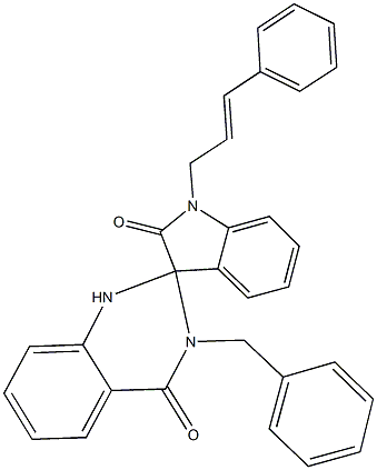 3-benzyl-1-cinnamyl-1',2,3,3'-tetrahydrospiro[quinazoline-2,3'-(2'H)-indole]-2',4(1H)-dione Structure