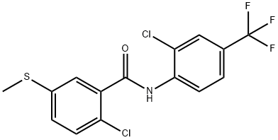 2-chloro-N-[2-chloro-4-(trifluoromethyl)phenyl]-5-(methylsulfanyl)benzamide Structure