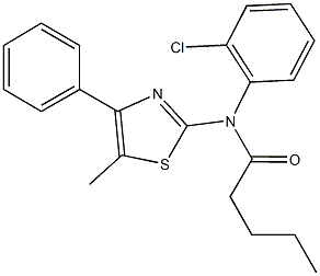 N-(2-chlorophenyl)-N-(5-methyl-4-phenyl-1,3-thiazol-2-yl)pentanamide 구조식 이미지