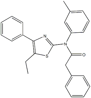N-(5-ethyl-4-phenyl-1,3-thiazol-2-yl)-N-(3-methylphenyl)-2-phenylacetamide 구조식 이미지