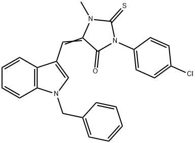 5-[(1-benzyl-1H-indol-3-yl)methylene]-3-(4-chlorophenyl)-1-methyl-2-thioxoimidazolidin-4-one Structure